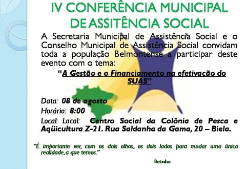 IV Conferência Municipal de Assistência Social.