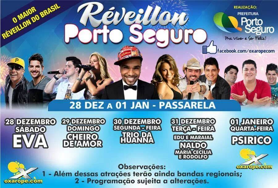 Confira a programação do reveillon em Porto Seguro.