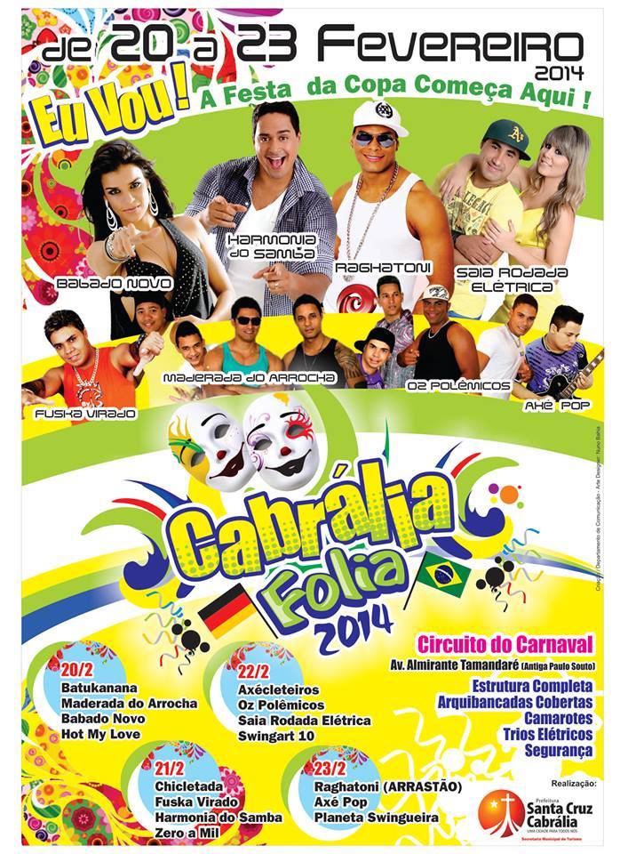 Programação oficial do Cabrália Folia 2014.