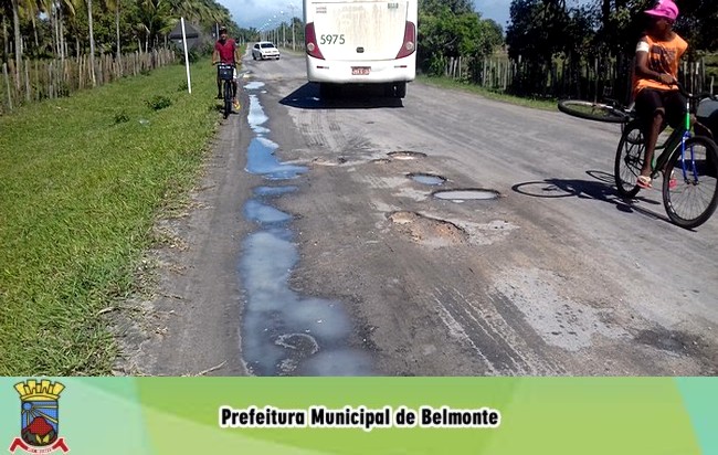 Descaso do Governo do Estado leva Prefeitura de Belmonte a arcar com manutenção da BA-001.