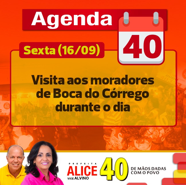 Alice fará visita aos moradores de Boca do Córrego nesta Sexta-feira.