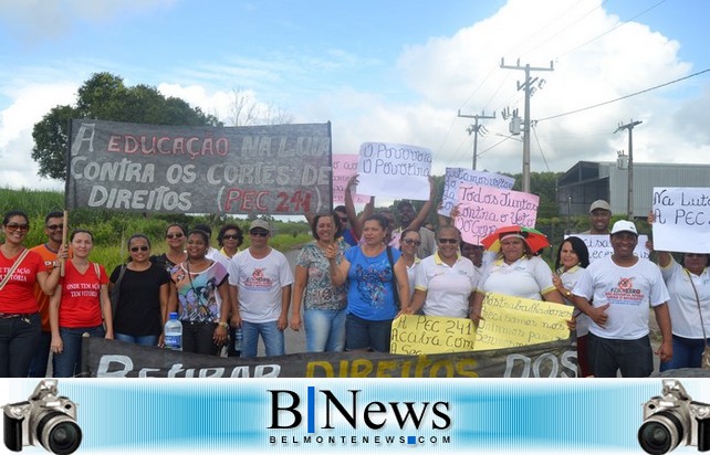 SINDIACSCER e APLB/Belmonte fazem bloqueio na BA-275 para protestar contra PEC-241.