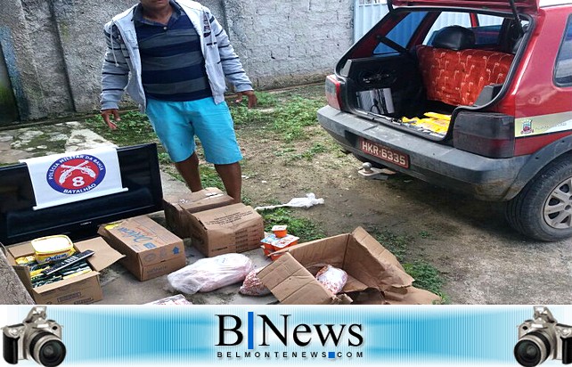 Polícia Militar de Barrolândia encontra carro roubado dentro de plantações de eucalipto.