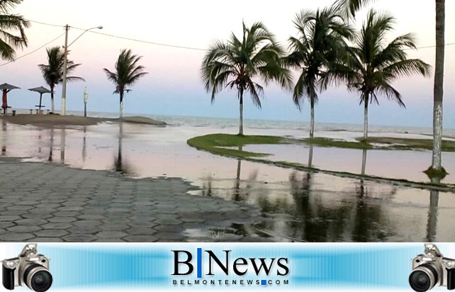 Força da maré causa estragos e compromete edificações erguidas na Praia de Belmonte.