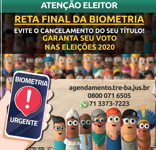 Justiça Eleitoral em Belmonte alerta para o fim do prazo do cadastro biométrico.